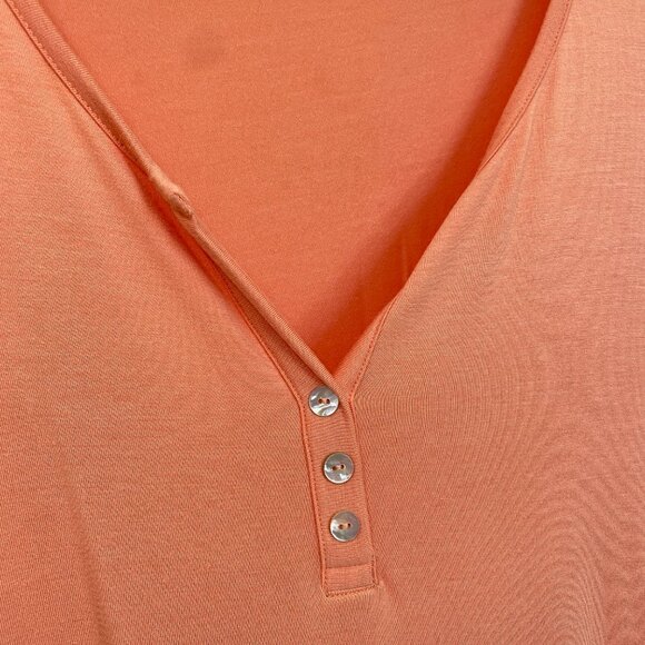 Soft Surroundings Freya Henley Tunic Top Peach Coral Pocket Front Boho Modal - Picture 2 of 7